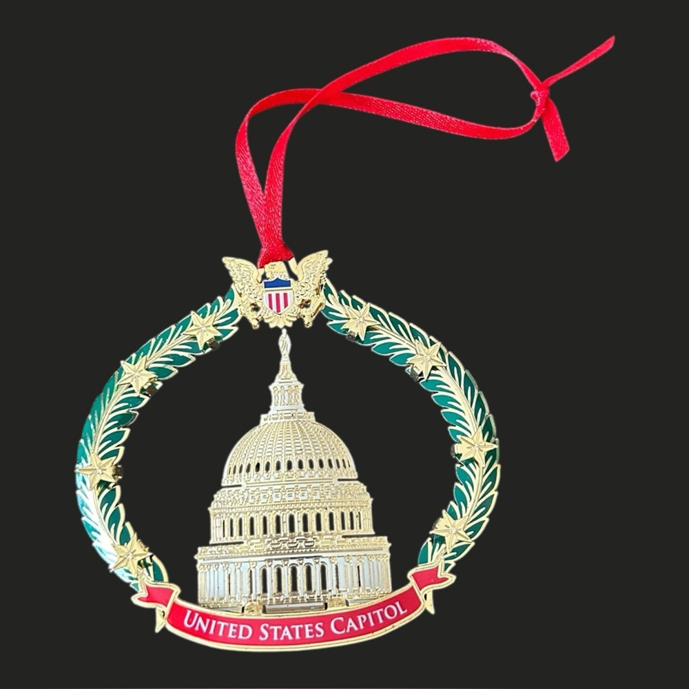 United States Capitol Dome Ornament Christmas Tree 3D Gold Tone Eagle Washington